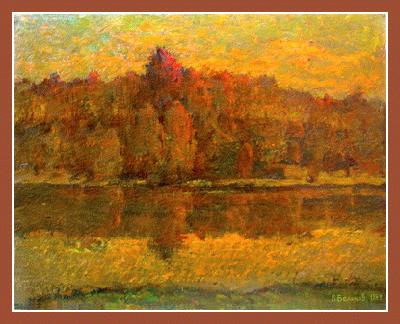 14019 Golden autumn oilpainting Russian Art Exhibition in Art Danish 2005